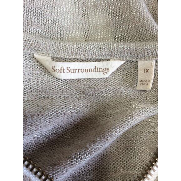 Soft Surroundings Valentina Sweater Women's Brown Zip V-Neck Pullover Size 1X - Picture 9 of 10